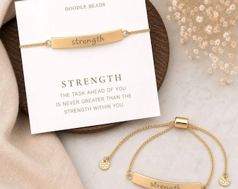 Strength Bracelet, Mantra Bracelet, Strong Women, You can do this, Be Strong Gift, You can do hard things, encouragement gift, bar bracelet