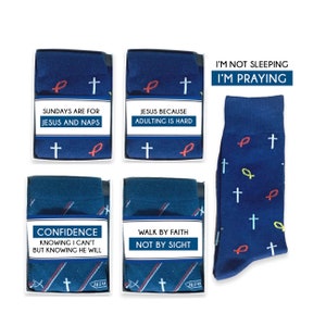 I&#39;m not Sleeping, I&#39;m Praying, Christian Socks for Men, Religious Teacher, Pastor Gifts, Church Going Jesus Socks with Crosses, Fish symbols