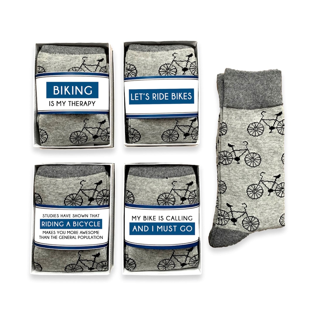 Cyclist Gift, Bike Lover Gifts Men, Fun Novelty Bike Socks & Sock Wrap