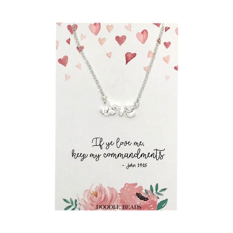 2019 Mutual theme LDS Young Women Jewelry Gifts YW Necklace Gold or silver LOVE script necklace with card If ye love me keep my commandments