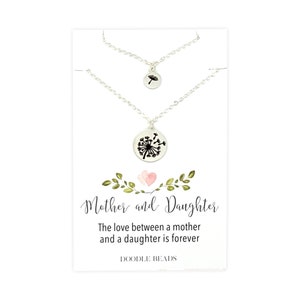 Terug naar school cadeau voor dochter, startende school, moeder-dochter ketting, paardebloem sieradenset, van moeder, kaart en citaat, verjaardagscadeau