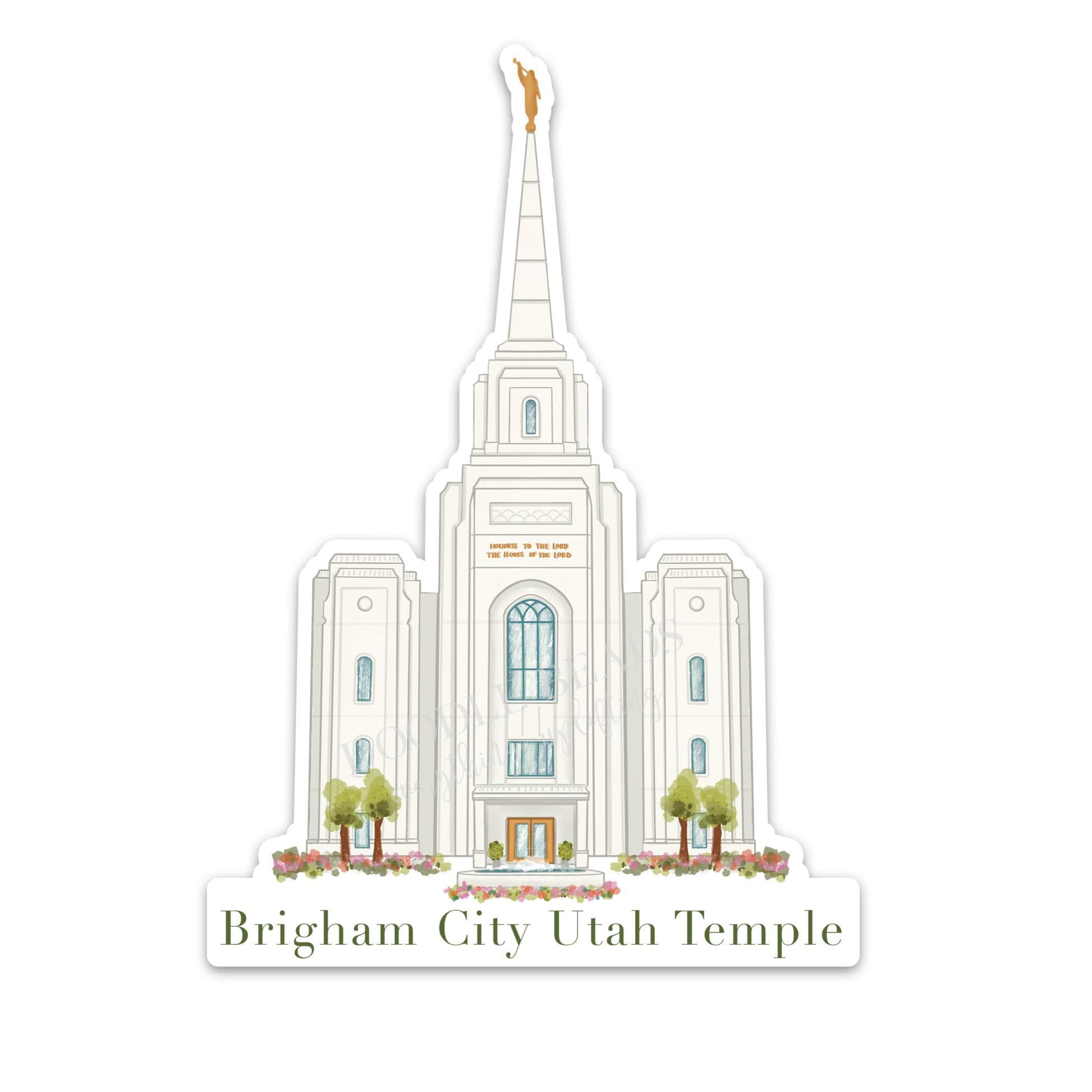 Brigham City Utah Temple Sticker, Vinyl Watercolor Stickers for Water Bottle or Journal, LDS Temple Gifts for Youth and Primary Children