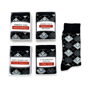 Pandacadeaus, leuk verjaardagscadeau-idee voor mannen, vadercadeau van kinderen, Vaderdag, nieuwigheid zachte panda-sokken, voor vriend, mis je kaart en cadeau