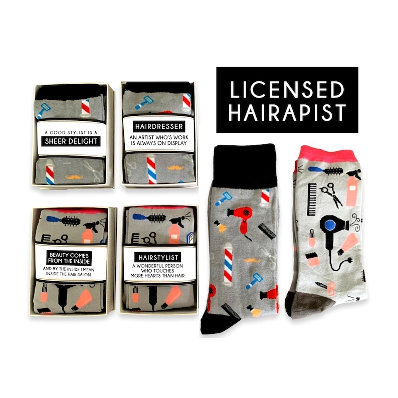 Hair Stylist Gifts, Hair dresser, barber shop theme socks, beaut Hair Stylist Gifts, Hair dresser, barber shop theme socks, beaut