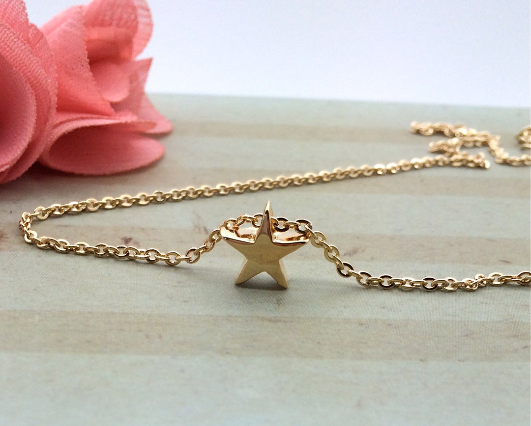 Tiny Gold or Silver Star Necklace Minimalist Necklace Star - Etsy