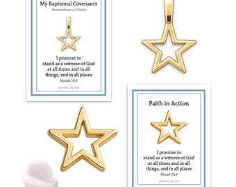 Star Charm or Pin, LDS Baptism Confirmation Gift, Stand as a Witness of God Reminder, Shine your Light, Baptismal Covenants, Clip On Charm