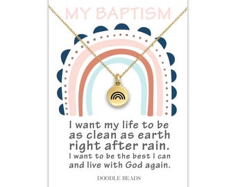 I like to look for rainbows, Baptism Girl Gift, Boho Rainbow Necklace & card, Clean As Rain, LDS girl primary gifts, Granddaughter, niece
