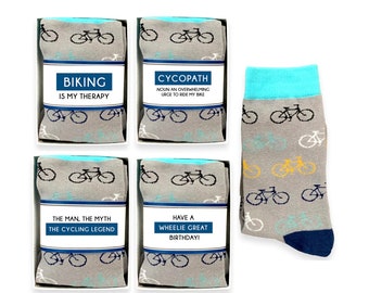 Biking Gifts for Men, Women, Funny Novelty Bike Bicycle Socks with Sock Wrap Quote, Cycling Puns, Gift for Cyclist, Biker Birthday Gift