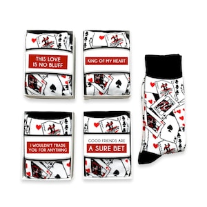Calcetines divertidos con naipes, notas de amor, juegos de palabras, el rey de mi corazón, regalo para novio, esposo, amigo, regalo de aniversario para él