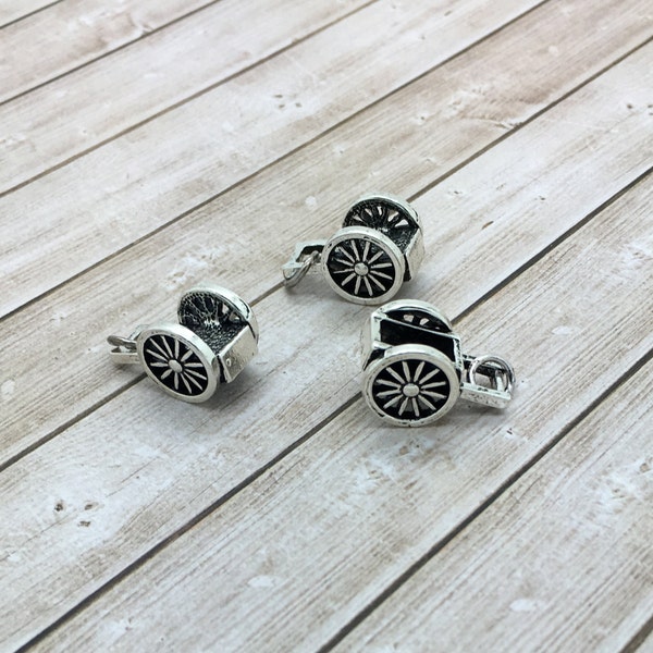 Pioneer Handcart Charm, hand cart pioneer trek, small silver handcart bracelet charm, wagon charm,  LDS charms, be charmed handcart BC01