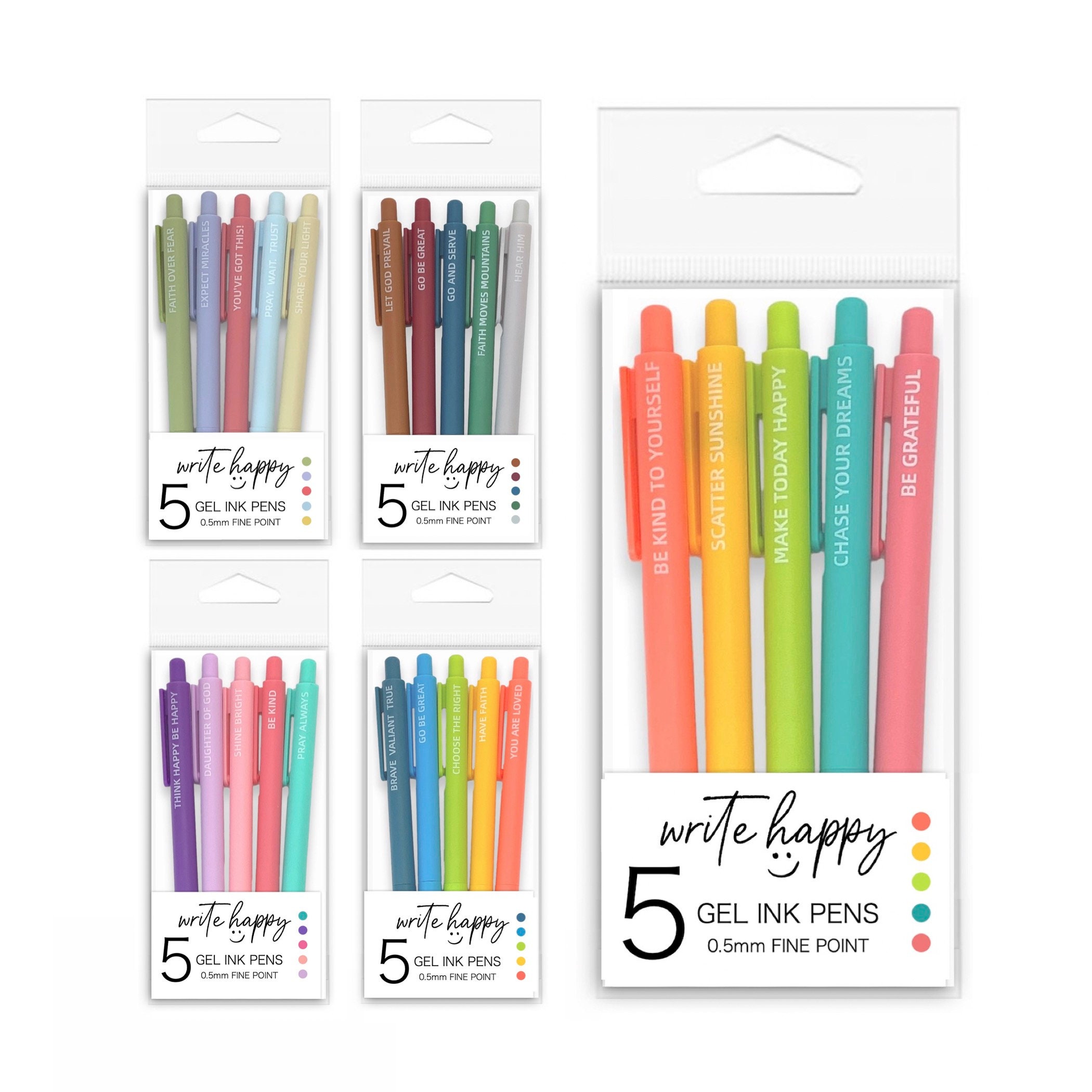 Compliments Fun Sayings Colored Ink Pens Boxed Set of 5, Multi