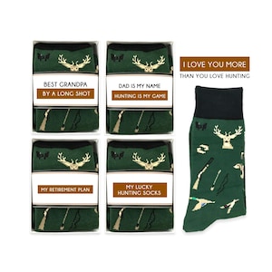 Cadeaux de chasse pour papa, chasse grand-père, chaussettes sur le thème de la chasse pour hommes avec citations drôles de chasse au chevreuil canard, meilleur grand-père de loin