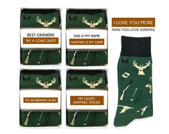 Hunting Gifts for Dad, Hunting Grandpa, Hunting Theme Socks for Men with Funny Duck Deer Buck Hunting Quotes, Best Grandpa by A Long Shot