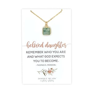 Nouveaux bijoux LDS sur le thème des jeunes femmes 2022, collier de pierres précieuses pour fille bien-aimée avec carte, rappelez-vous qui vous êtes et ce que Dieu attend de vous