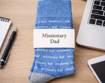 Missionary Dad Socks, LDS Gift for Dad, Missionary Dad Thank You Gift, Mission Call or Farewell Gift for Dad, Mens Crew Novelty Socks