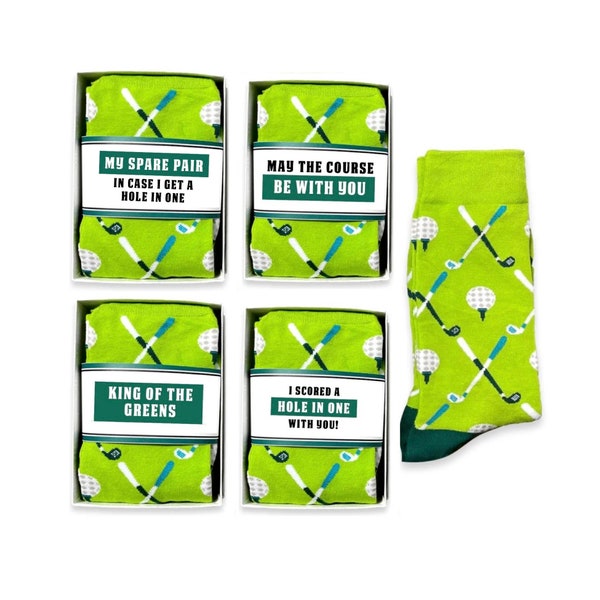 Golf Socks for Men, Unisex, Funny Sock Wrap, Golf Puns, May The Course Be With You, Golfing Gifts for Him, Golf Lover, King of the Greens