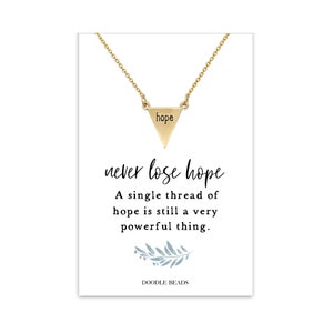 Cadeau d'espoir de positivité pour elle, cadeau d'anxiété de dépression, cadeau de bien-être pour femmes en santé mentale, citation de collier et de carte d'espoir en or, ne perdez jamais espoir