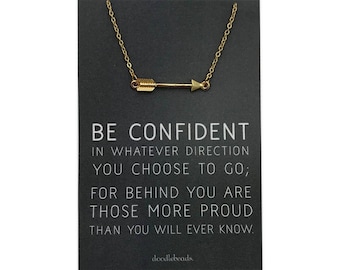 Graduation Gift, Gold or Silver Arrow necklace, carded gift Be confident in whatever direction you go, proud of you gift, college student