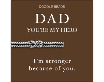Dad You’re My Hero Silver Knot Tie Clip, Father’s Day Tie Bar, Gift from Son or Daughter, Mens Accessory, Keepsake Gift with Dad Card