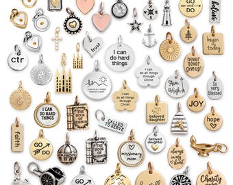 LDS Charms Bulk – Choose Faith, Trust, Heart, Go and Do, Liahona, Mountain, Past Youth Theme, Jewelry for YW, Missionaries, Girls & Women