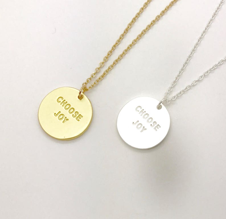 Silver or Gold Choose Joy Necklace with card joy pendant Etsy