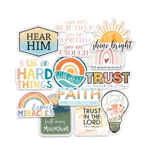 Inspirational Christian Quotes, Sticker Pack for Women, Sister Missionary Gift, Waterproof Vinyl  Stickers Decals for Journal, Water bottle