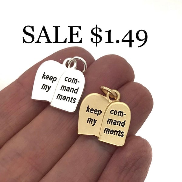 Keep my commandments charm, 2019 LDS mutual theme charms Jewelry, 10 commandments tablet charm in silver or gold, bracelet or necklace charm