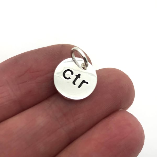 CTR Charm, Choose the Right, LDS Baptism gift, its great to be eight, baptism preview gift, Small 12mm silver round disk stamped CTR,