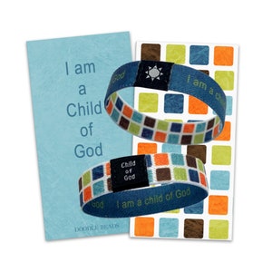 Christliche Geschenke für Kinder, ich bin ein Kind Gottes, Armband für Jungen, religiöse Kindergeschenke, biegsames, elastisches, gewebtes Armband & Karte