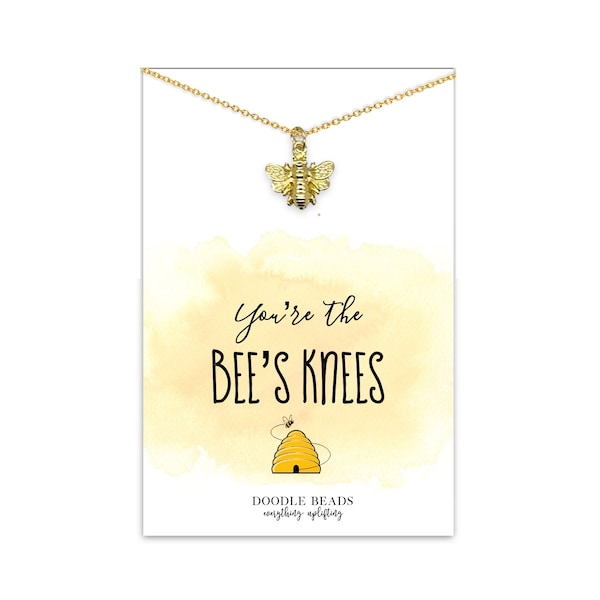 Tiny Cute Bee Charm Necklace with Card You're the Bee's Knees, Honey Bee Friendship Pendant Appreciation Gift, Admiration Jewelry for Her