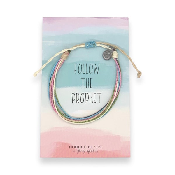 Follow the Prophet, Thread Bracelet with arrow charm, LDS Gifts for girls, YW, primary, waterproof bracelet, adjustable cord floss bracelet