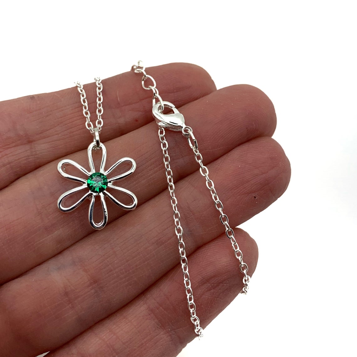 Little Girls Birthstone Necklace May Birthstone Necklace Etsy