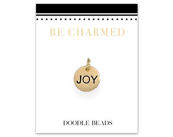 Petite breloque de joie en argent ou en or, disque de joie estampé, pendentif, bijoux à faire soi-même, breloque de bracelet, breloque de collier, breloque de mot, breloques en vrac en gros
