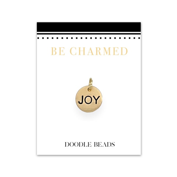 Small Silver or Gold Joy Charm, Stamped Joy Disc, Pendant, Jewelry DIY, bracelet charm, necklace charm, word charm, wholesale bulk charms