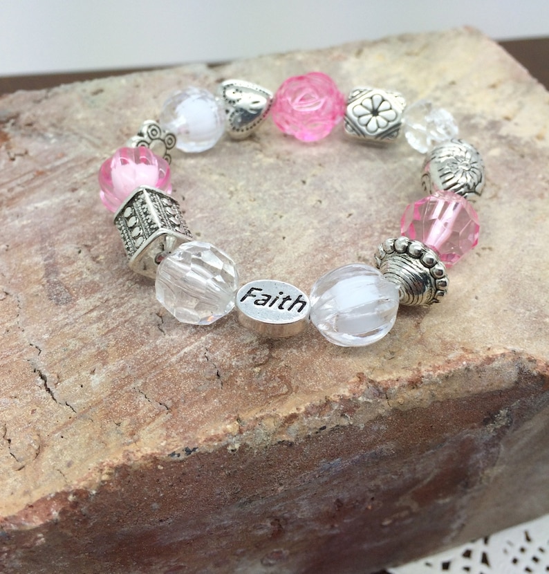 LDS Baptism Gift for Girl Beaded Faith Bracelet Baptismal Etsy