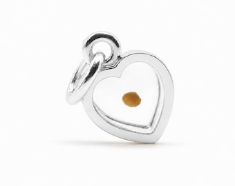 Ciondolo a forma di semi di senape in argento o oro, ciondolo a forma di cuore rotondo con veri semi di senape, ciondolo cristiano ispiratore, per bracciale, collana