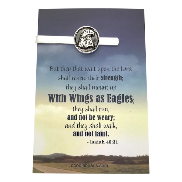 Eagle Tie Bar -  Missionary Gift - gift for him - Choose carded with message - "With wings as Eagles..." or in a gift box