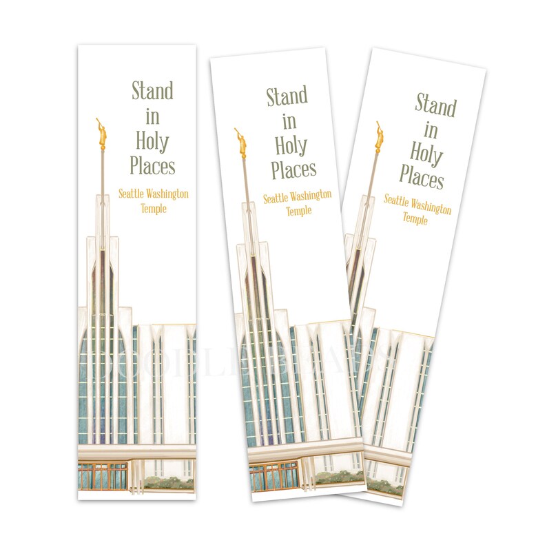 Washington Bookmarks Seattle Washington Temple Watercolor Art Print, Printed Bookmarks, LDS ...