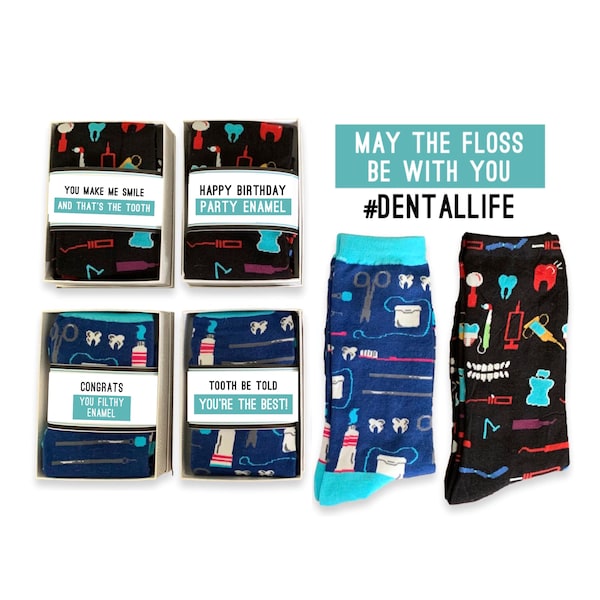Dental Office Staff Gifts, Funny Dentist gifts, World's Best Hygienist, Dental Assistant, Tooth Themed Novelty Socks, Birthday, Graduation