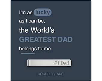 World’s Greatest Dad Father’s Day Tie Bar Gift, Stainless Steel #1 Dad  Engraved Tie Clip, Dad Gift from Kids, Daughter or Son