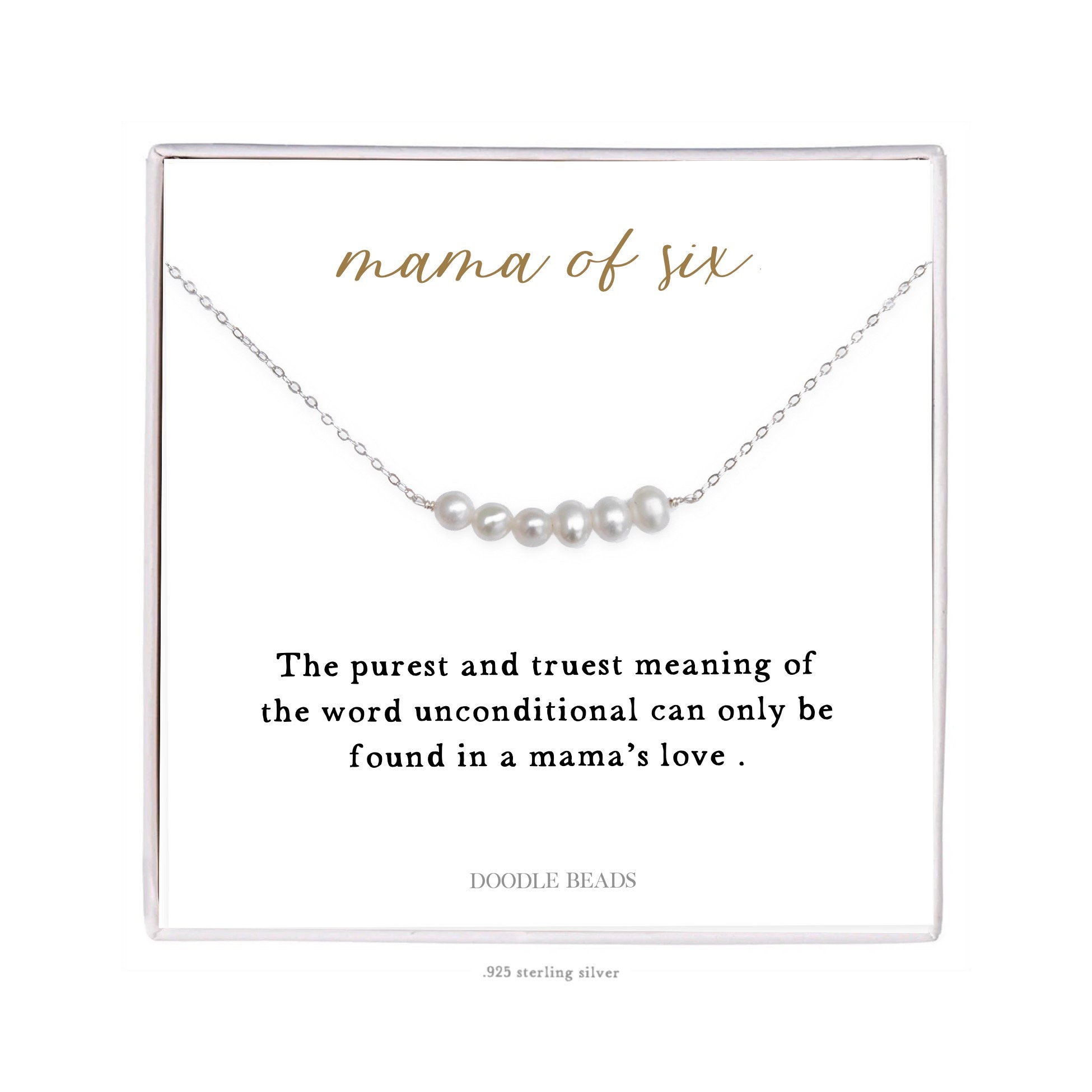 ♥6児mama様♥ Mama of Six, Mom of 6, Family of 6, Six Kids, 6 Pearl Bar Necklace