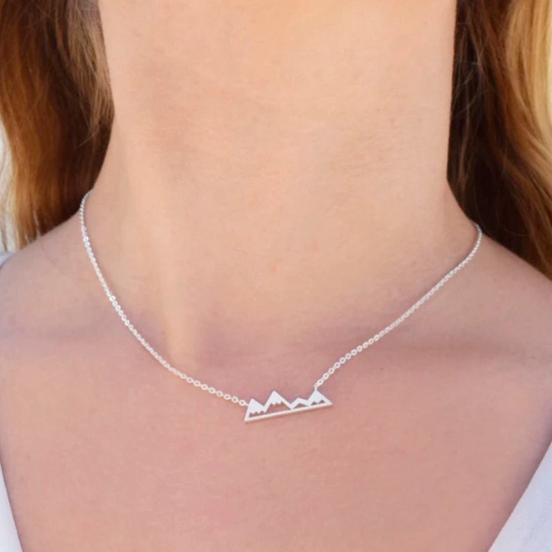 Mountain Necklace Silver or Gold Mountain Necklace Girl Etsy