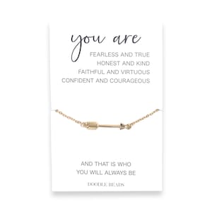 Collier pour ados, collier Manta, cadeau confiance en soi pour elle, collier flèche, carte à message paroles d'affirmation, Vous n'avez pas peur et vrai