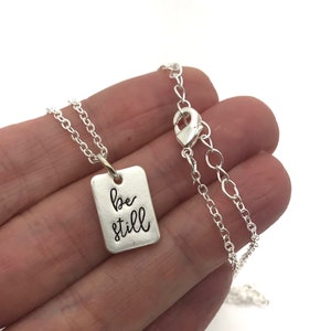 Be Still Psalms 46:10 hanger ketting, christelijk geloof cadeau voor vrouwen, religieuze bijbelvers sieraden, wees stil en weet dat ik God ben afbeelding 5