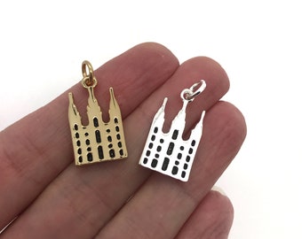 silver or gold LDS temple charm, salt lake temple, mormon temples, three sizes to choose, LDS charms for bracelets or necklaces, LDS gifts