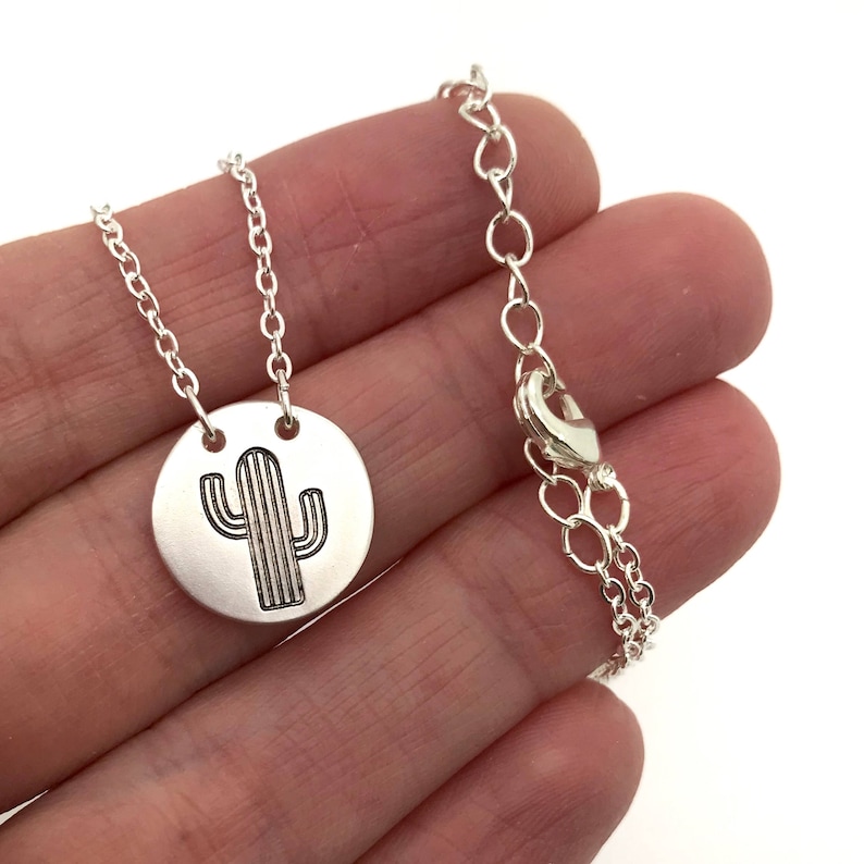 Cactus necklace succulent jewelry matte gold or silver small Etsy