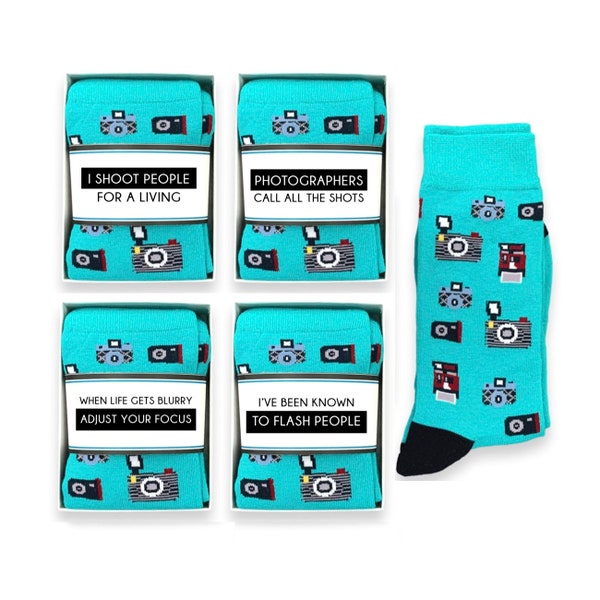 Funny Photography Gifts, Gift for Photographer, Unisex Camera Socks & Sock Wrap Pun, Quote, I shoot people, Client Gift Idea, Cool Socks