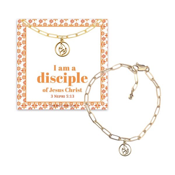 I am a Disciple of Jesus Christ, 2024 LDS Youth Theme Paper Clip Charm Bracelet, Hand Holding Glowing Flame Logo, Jewelry Gifts for YW