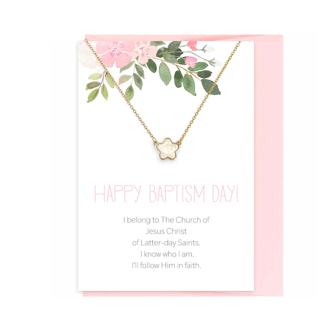 LDS Baptism Gift for Girls, Happy Baptism Day Card With Flower