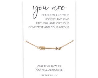 BESTSELLER You Are Fearless and True Arrow Necklace, Affirmation Necklace, Encouragement Gift for Her, Motivational Self Confidence Gift